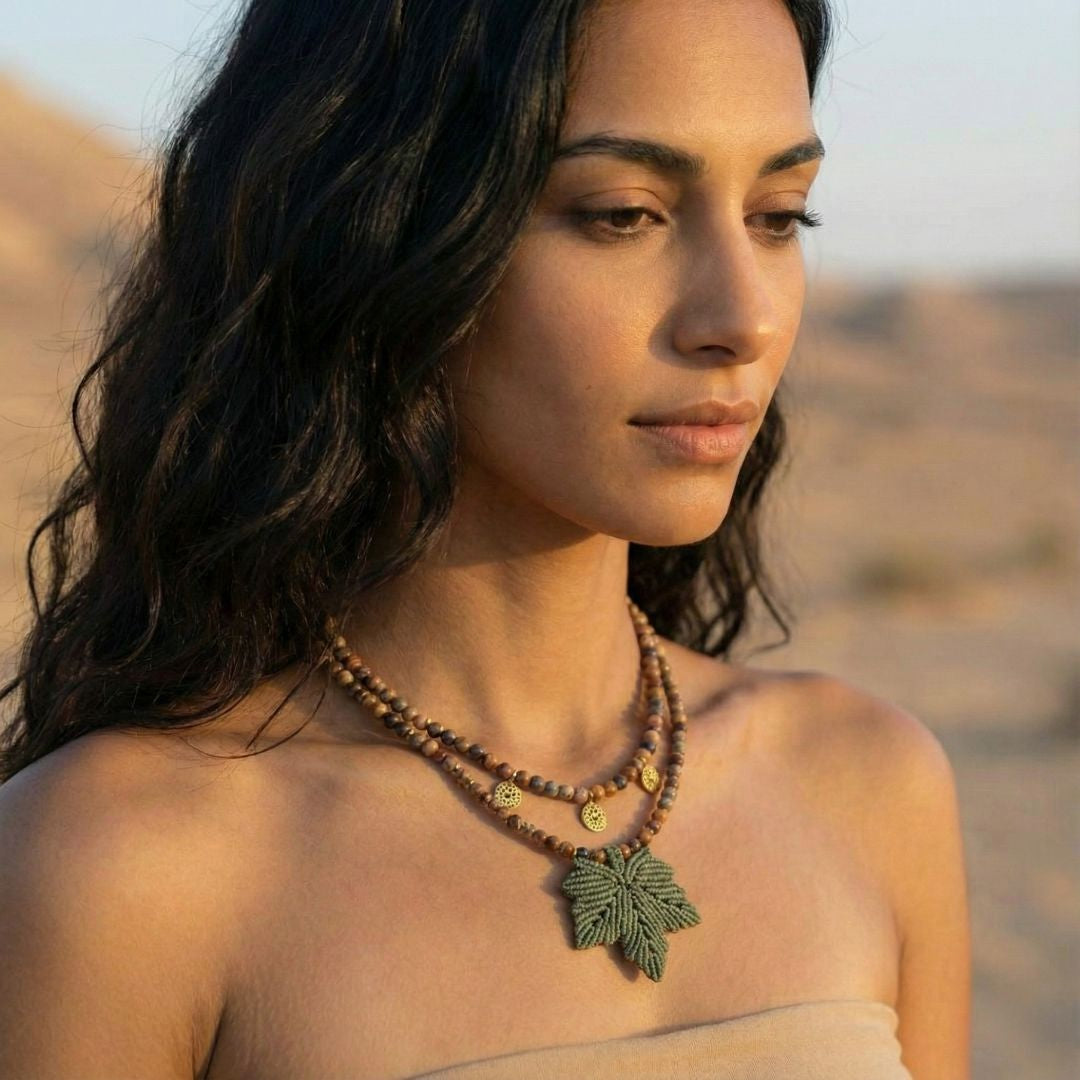 שרשרת 'אלה' ירוק מרווה