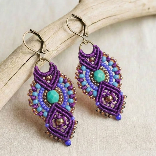 עגילי 'אינקה' סגול וטורקיז