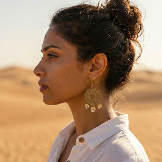 עגילי 'סהרה' בצבע קאמל