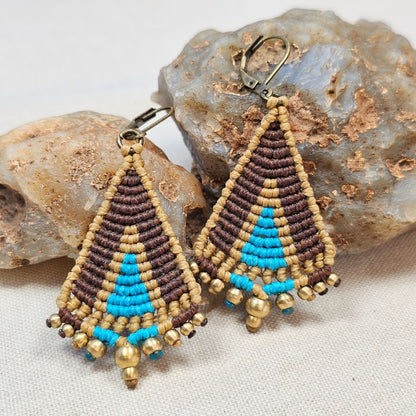 עגילי 'טיפי' חום וטורקיז