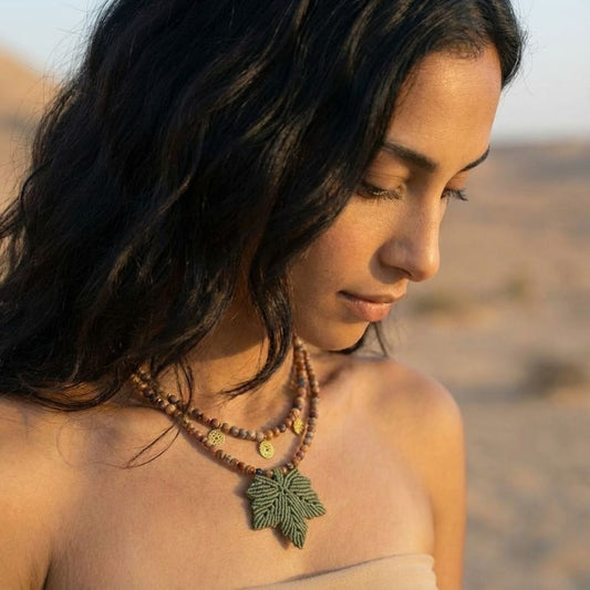 שרשרת 'אלה' ירוק מרווה