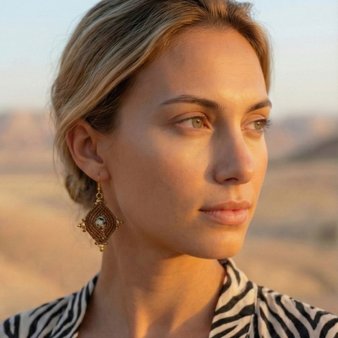 עגילי 'הופי' חום וג'ספר דלמטי