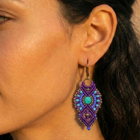 עגילי 'אינקה' סגול וטורקיז