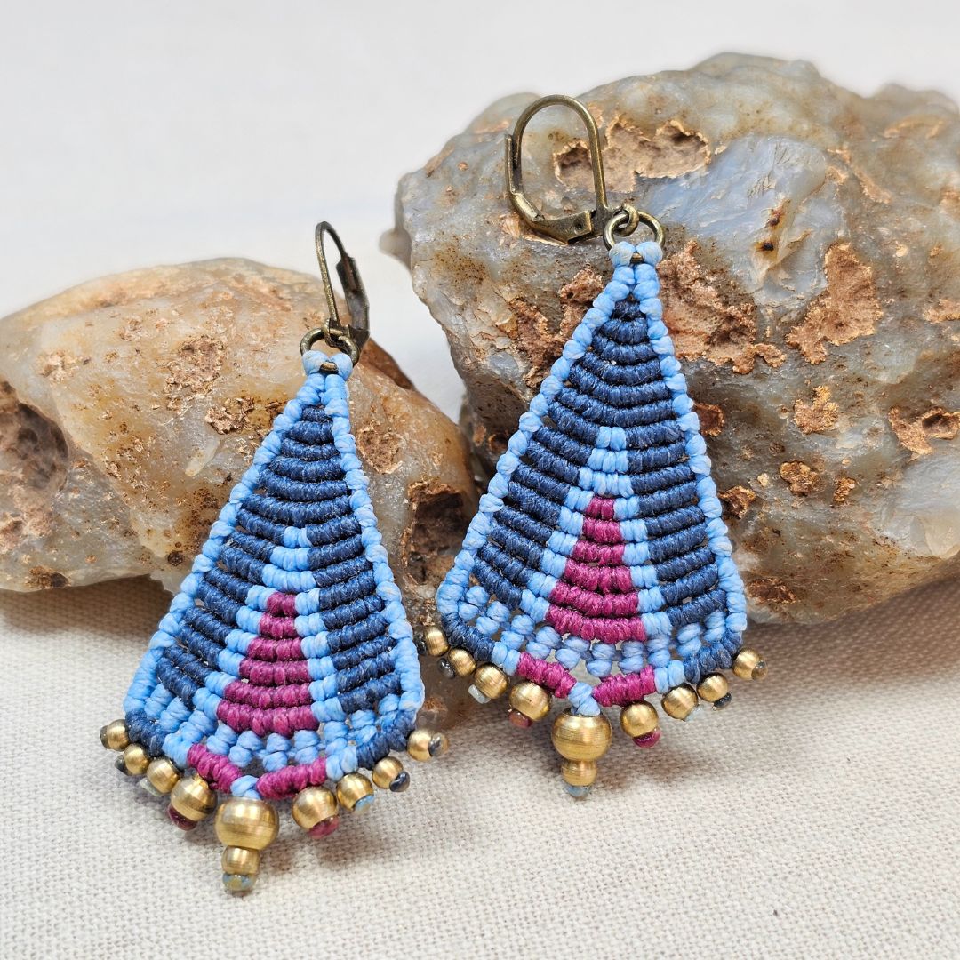 עגילי 'טיפי' כחול וסגול