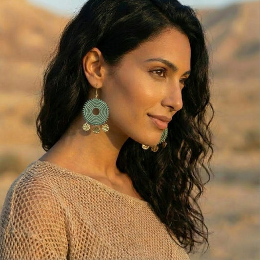 עגילי 'סהרה' ירוק מרווה