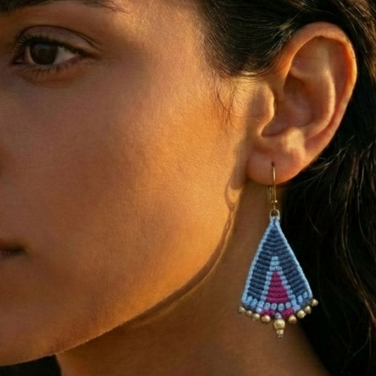 עגילי 'טיפי' כחול וסגול