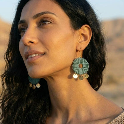 עגילי 'סהרה' ירוק מרווה