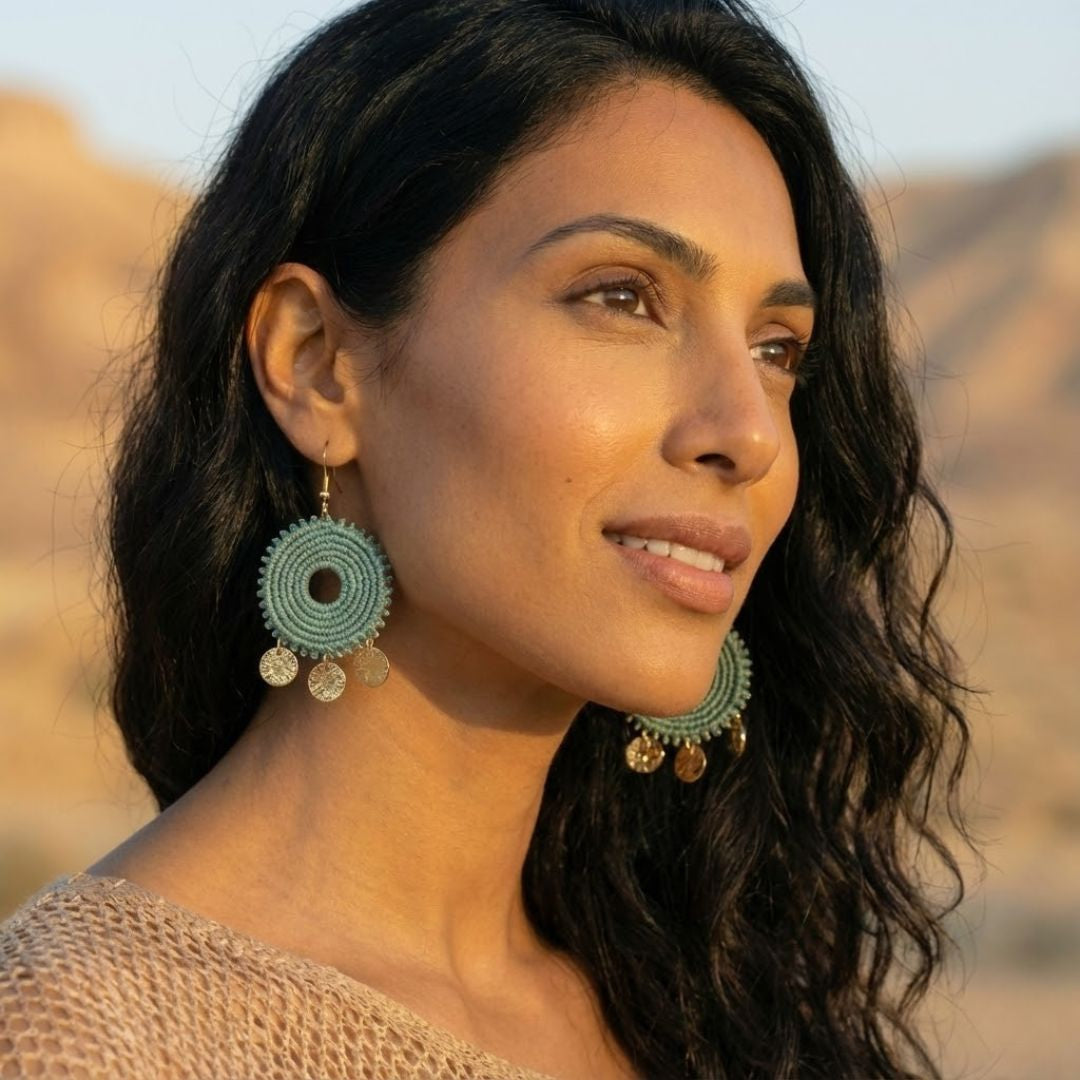 עגילי 'סהרה' ירוק מרווה