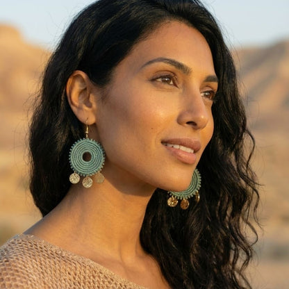 עגילי 'סהרה' ירוק מרווה