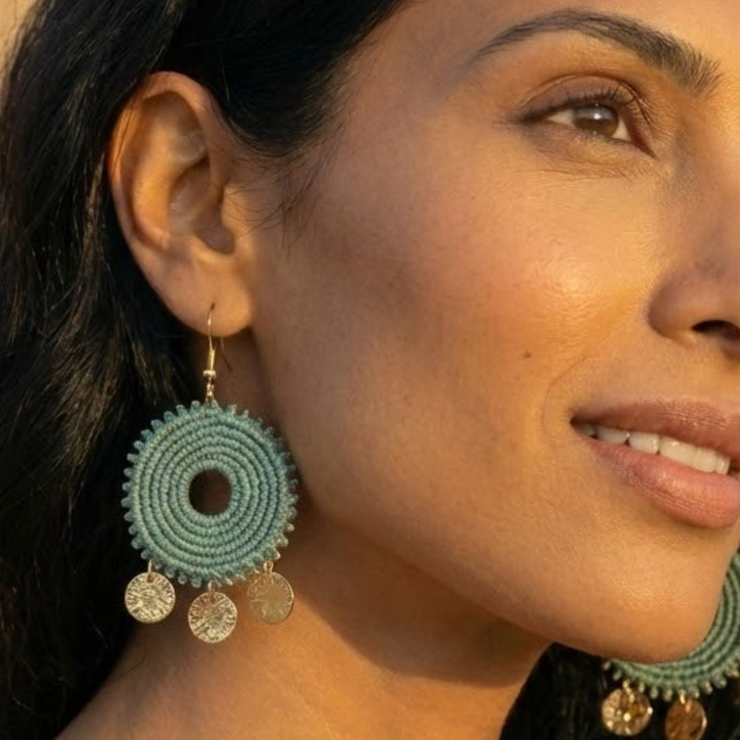 עגילי 'סהרה' ירוק מרווה