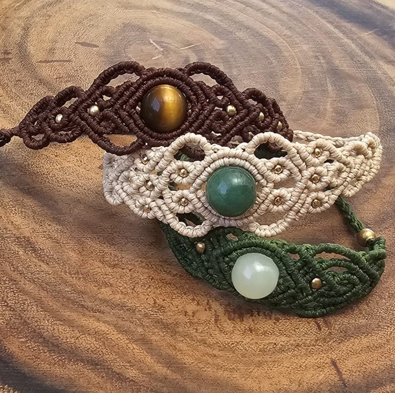 צמיד 'גאיה' - ג'ייד, אוונטורין ירוק, עין הנמר