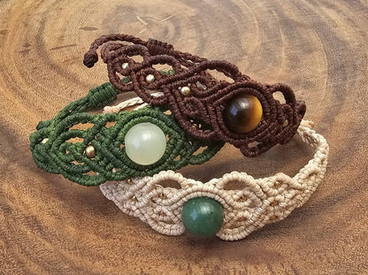 צמיד 'גאיה' - ג'ייד, אוונטורין ירוק, עין הנמר