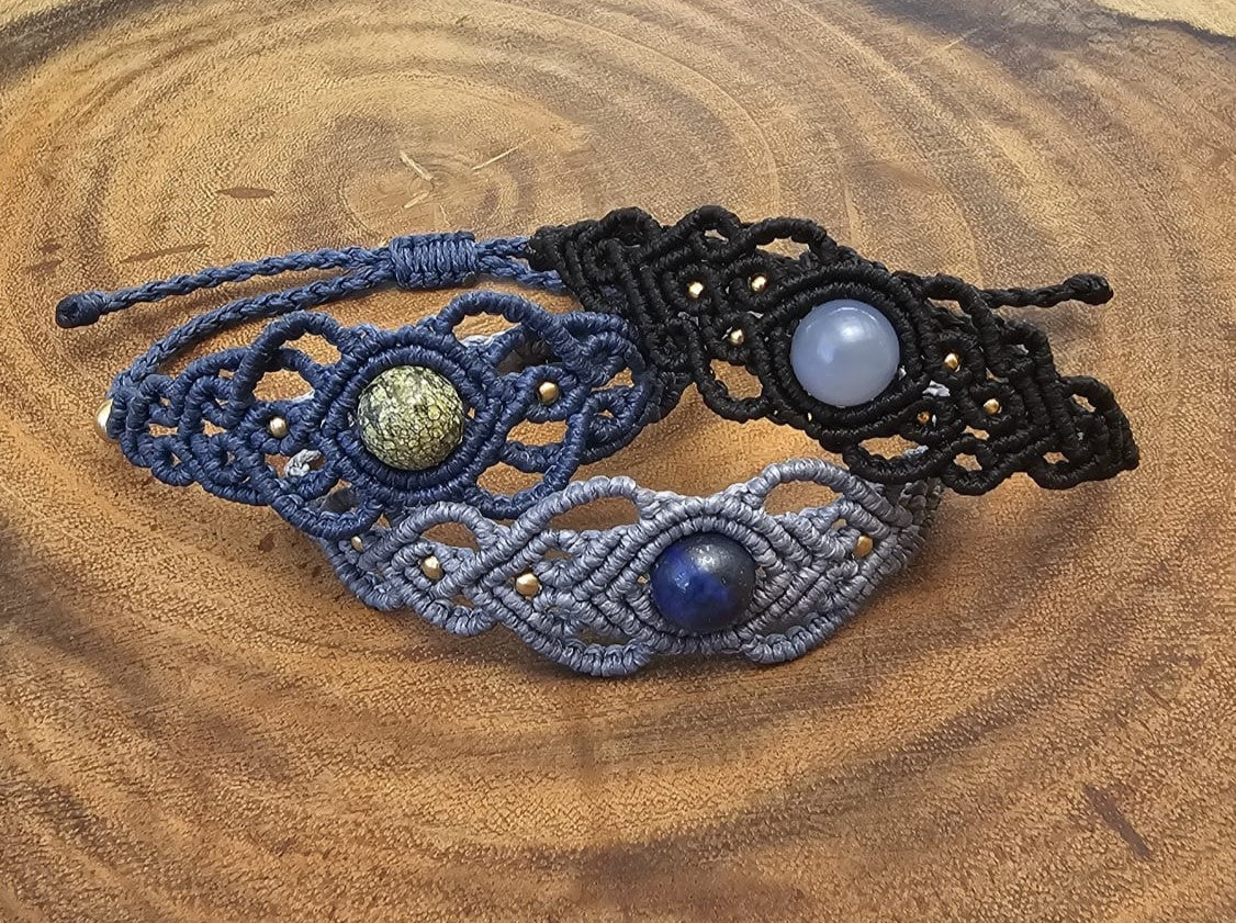 צמיד 'גאיה' - ג'ספר זברה, לאפיס לזולי, אוונטורין כחול